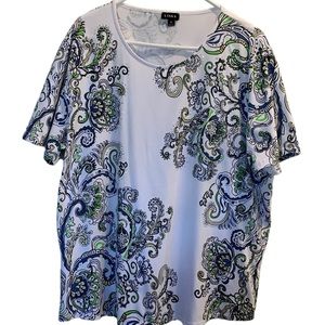 Links White Paisley & Silver T-Shirt Size 1X